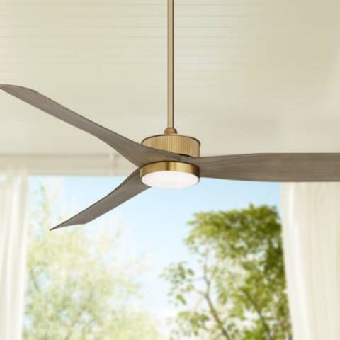 60" Casa Vieja Montage Soft Brass LED Damp Rated Fan with Remote - #976C0 | Lamps Plus | Lamps Plus
