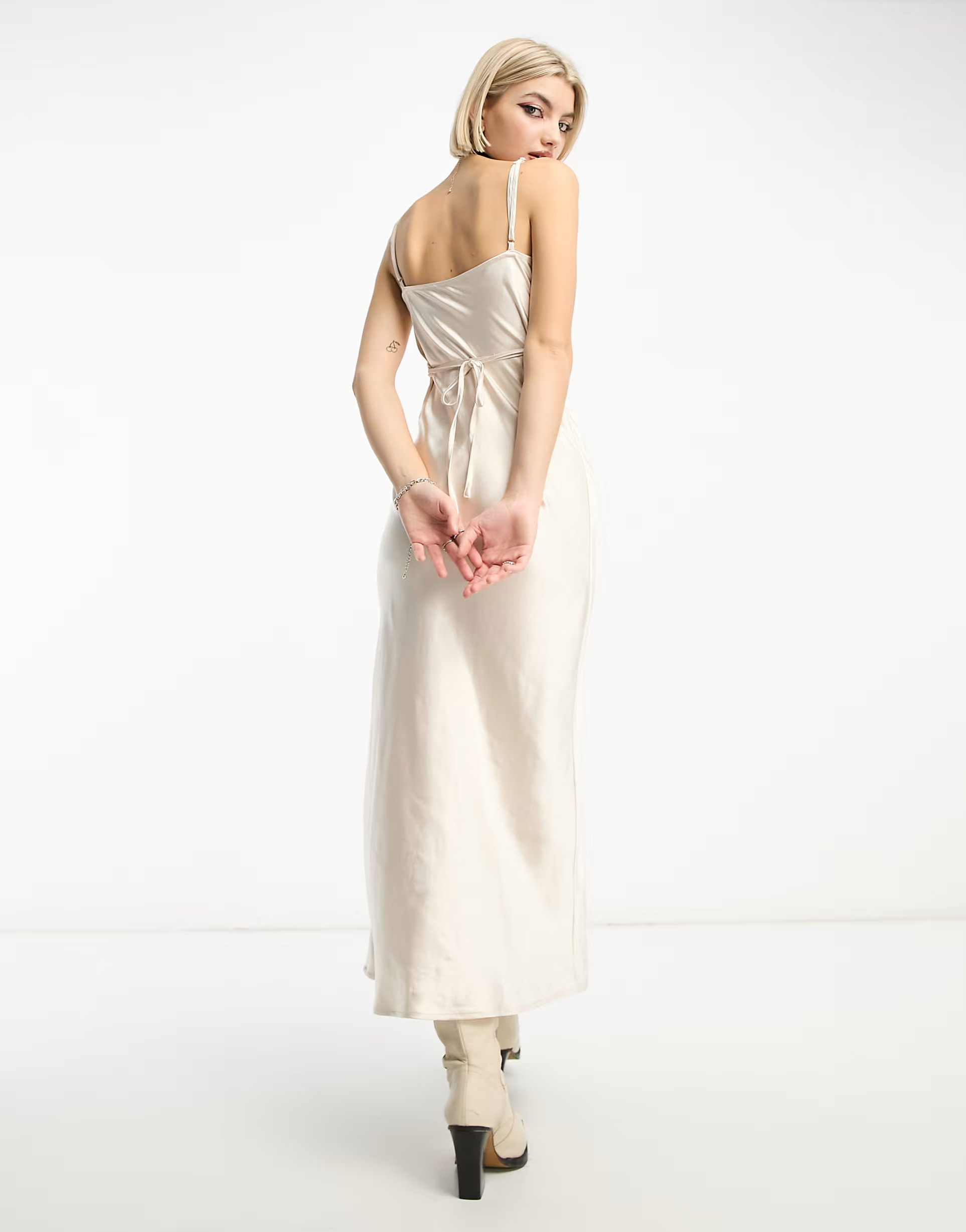 Motel lace detail satin cami maxi dress in pearled ivory | ASOS (Global)