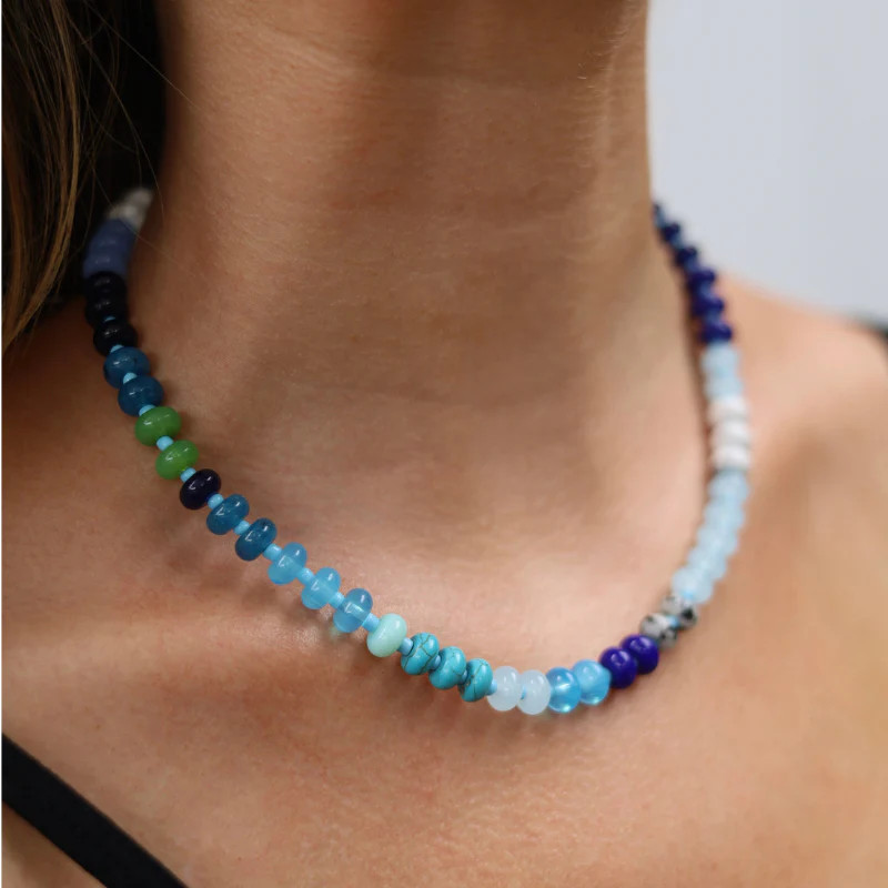 Shades of Blue Beaded Choker | Kessler Elliott