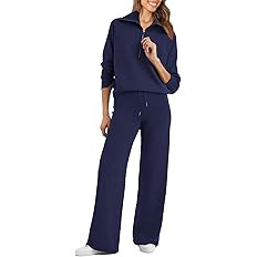Glamaker Womens 2 Piece Outfits Sweatsuit Set Oversized Half Zip Sweatshirt Wide Leg Sweatpants L... | Amazon (US)