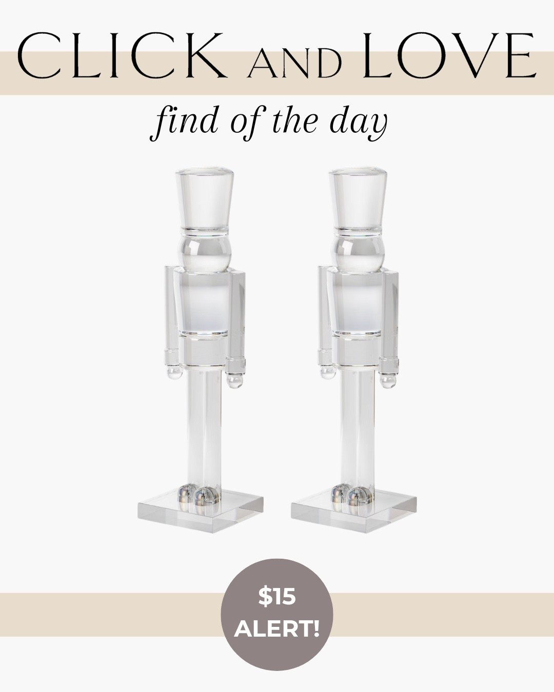 Designer look for less!! This acrylic nutcracker is only $15 from Target - a far cry from the original designer version! These sold out so fast last year. Make sure to add to cart today!

Holiday, Christmas, Christmas decor, holiday decor, seasonal decor, budget friendly home decor, Christmas tree, holiday wreath, ornaments, garland, gold bells, bell decor, holiday essentials, holiday must haves, Christmas tree decor, nutcracker favorites, lucite, clear, acrylic 

#LTKFindsUnder50 #LTKHoliday #LTKHome