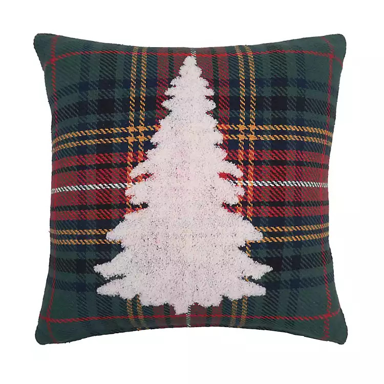 Green Plaid Christmas Tree Pillow | Kirklands