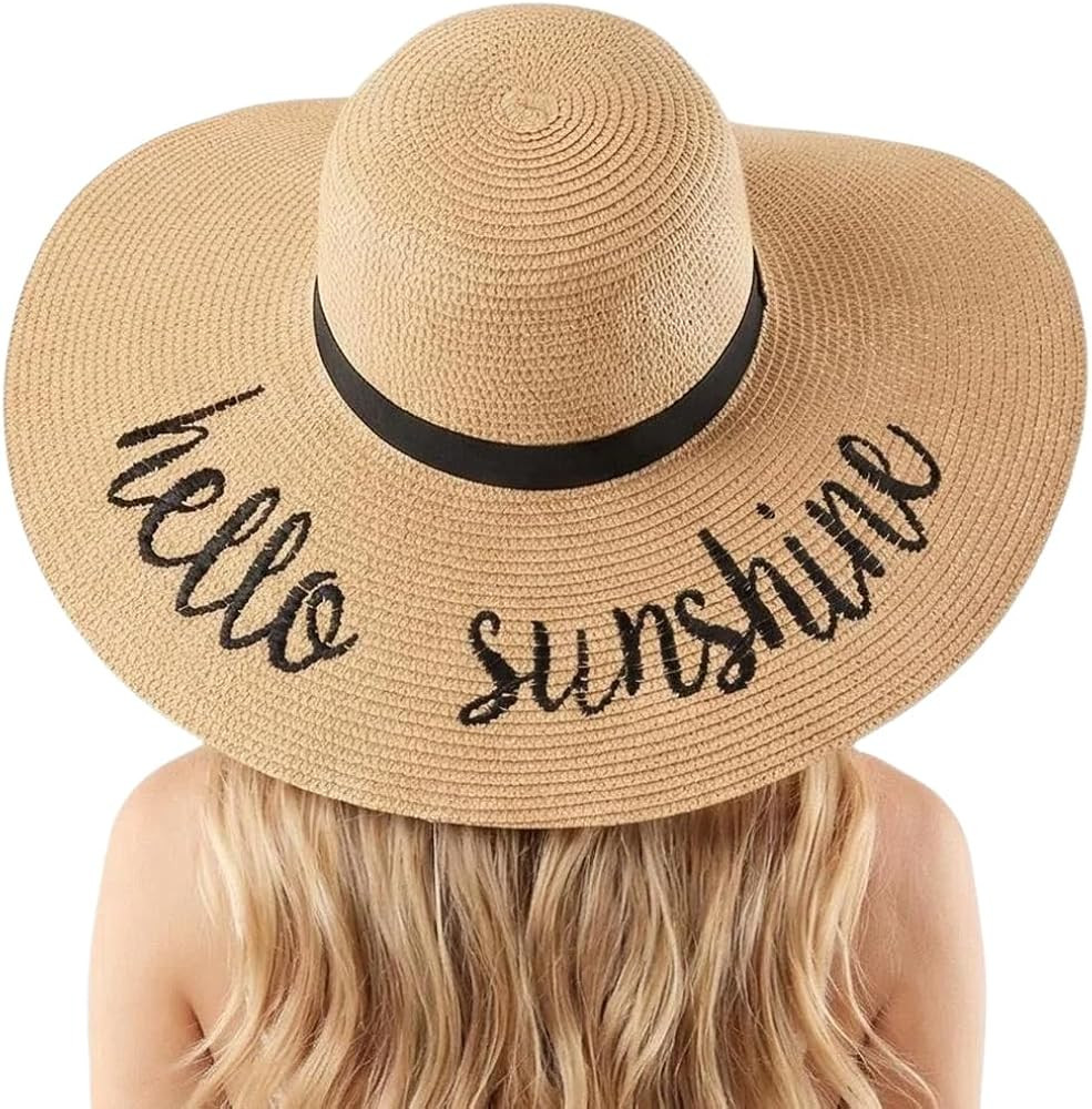 DRESHOW Big Straw Sun Hats for Women Floppy Foldable Roll up Beach Cap Sun Hat UPF 50+ Vacation H... | Amazon (US)