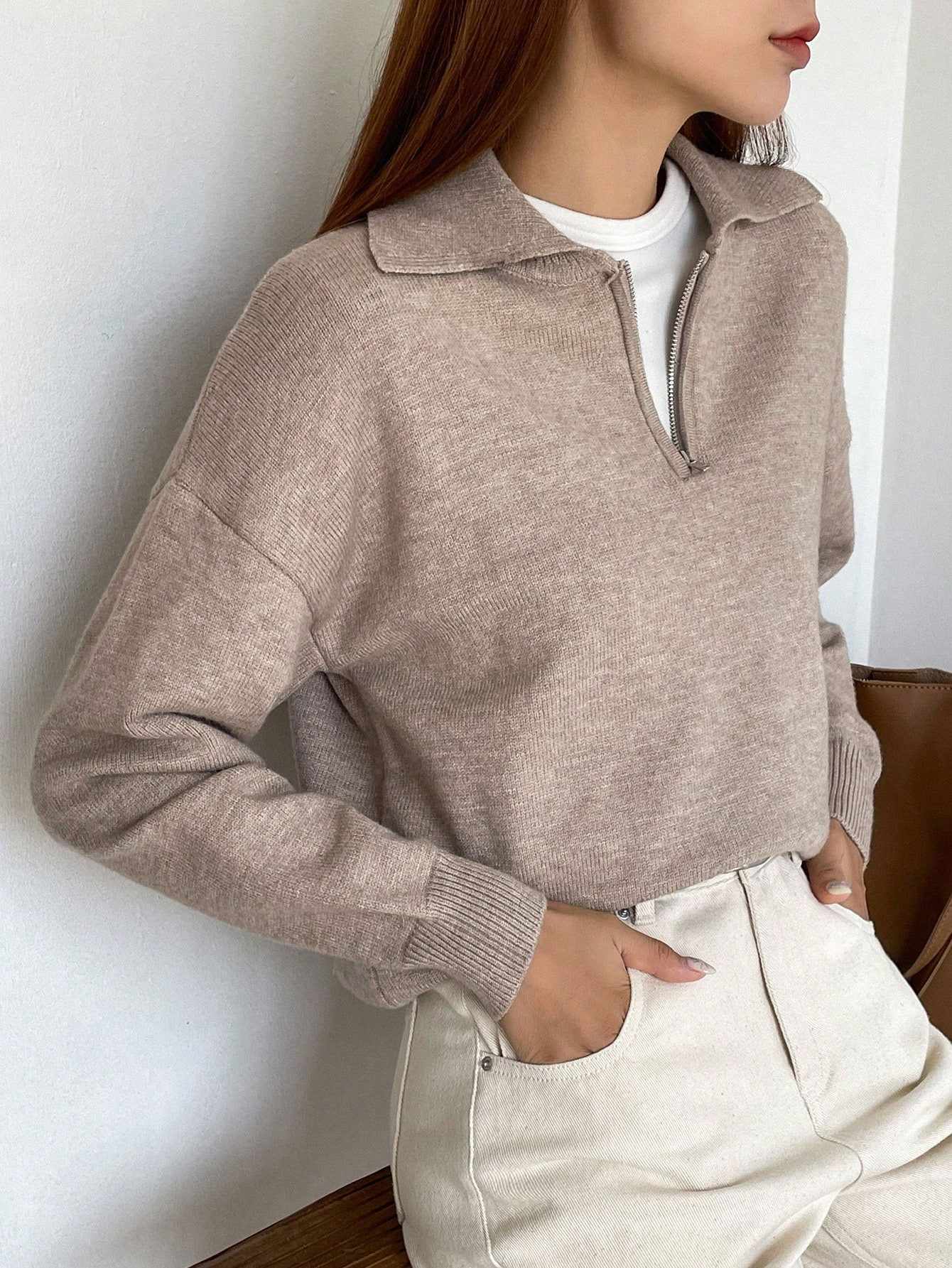 DAZY Half Zip Drop Shoulder Sweater | SHEIN