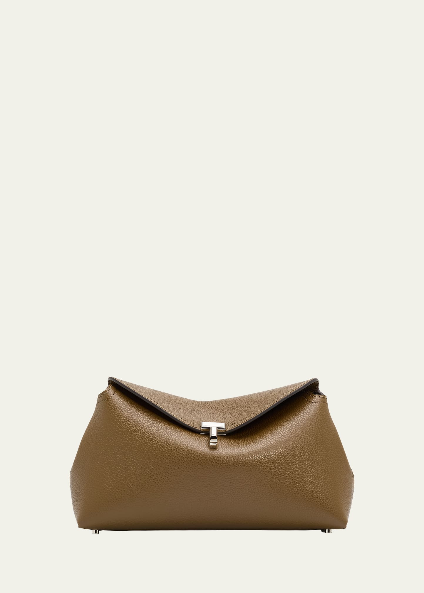 Toteme T-Lock Soft Textured Palmellato Leather Clutch | Bergdorf Goodman