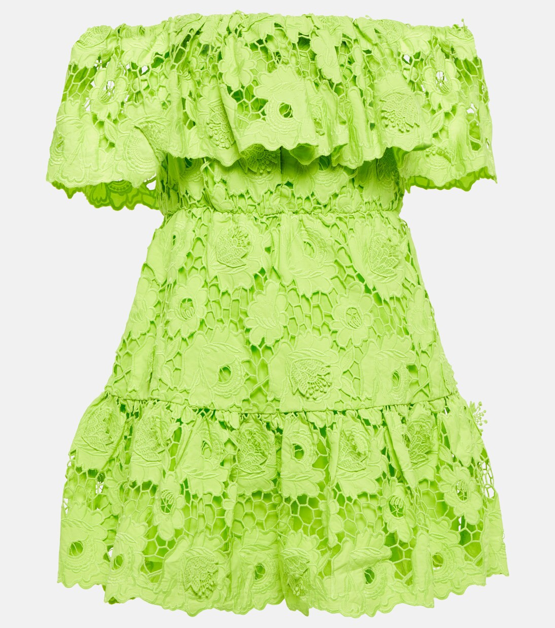 Off-shoulder cotton lace minidress | Mytheresa (US/CA)