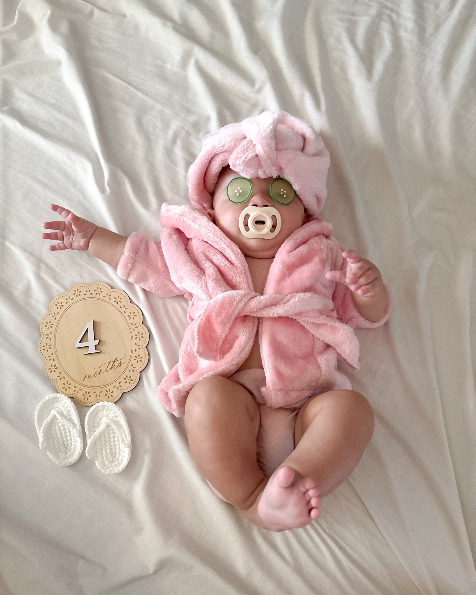 4 months with our Eloise 🤍🎀

Time is flying by! She loves to laugh, stand on her little legs, suck on anything she gets her hands on, and her favorite yank hair 😂

Watching her personality grow is so amazing. We love this little girl so much!

Btw I bought this outfit before she turned three months but it got delayed, so yes it is small on her. also, she refused to keep the sandals on her feet lol 😝

#LTKBaby #LTKmomlife #LTKootd