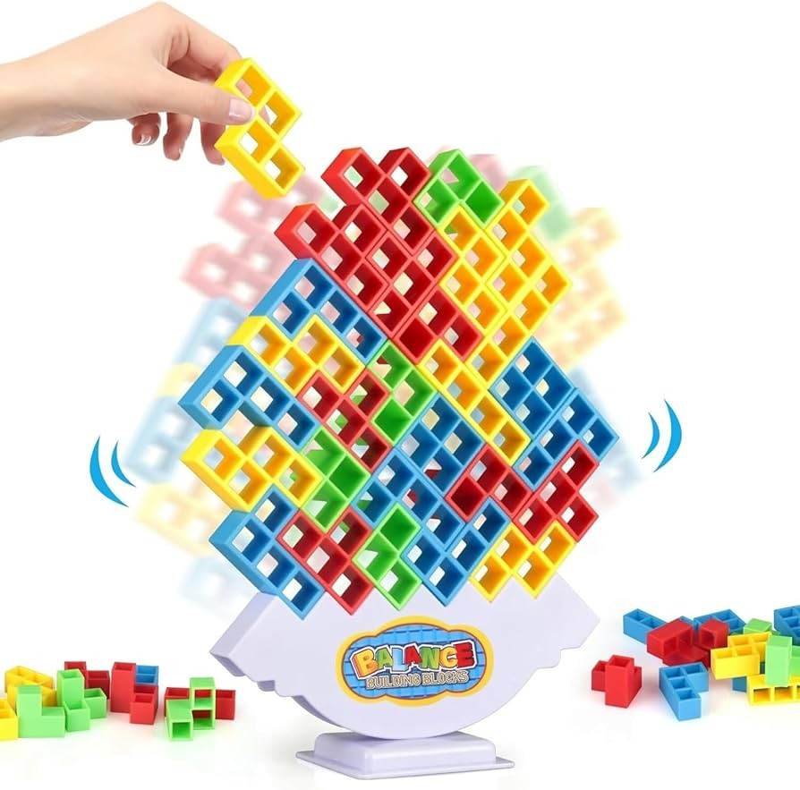 64 Pcs Stacking Tower Game with 22 Cards, Giant Tumble Balance Game for Family, Ideal Gifts for G... | Amazon (US)