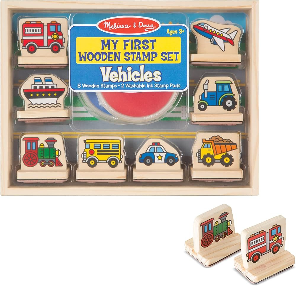 Melissa & Doug My First Wooden Stamp Set - Vehicles - Kids Art Projects, Stamps With Washable Ink... | Amazon (US)