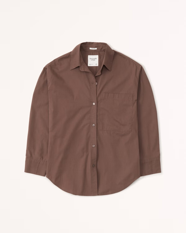 Oversized Poplin Button-Up Shirt | Abercrombie & Fitch (US)
