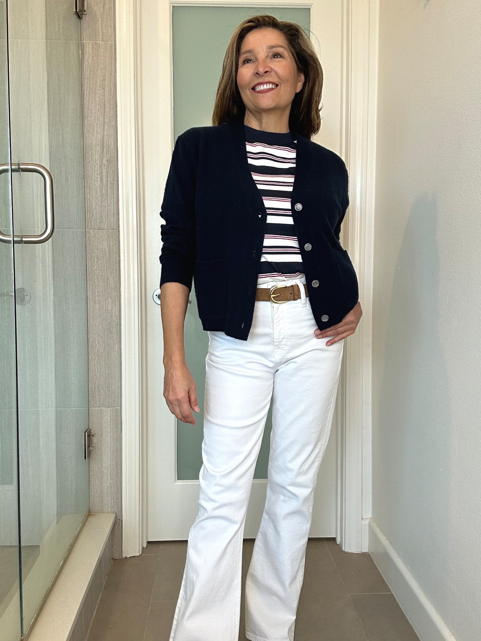 T-shirt runs oversized. You may want to size down if you want more fitted look. Everything else runs tts for JCrew 

#LTKgrwm #LTKspring #LTKOver40