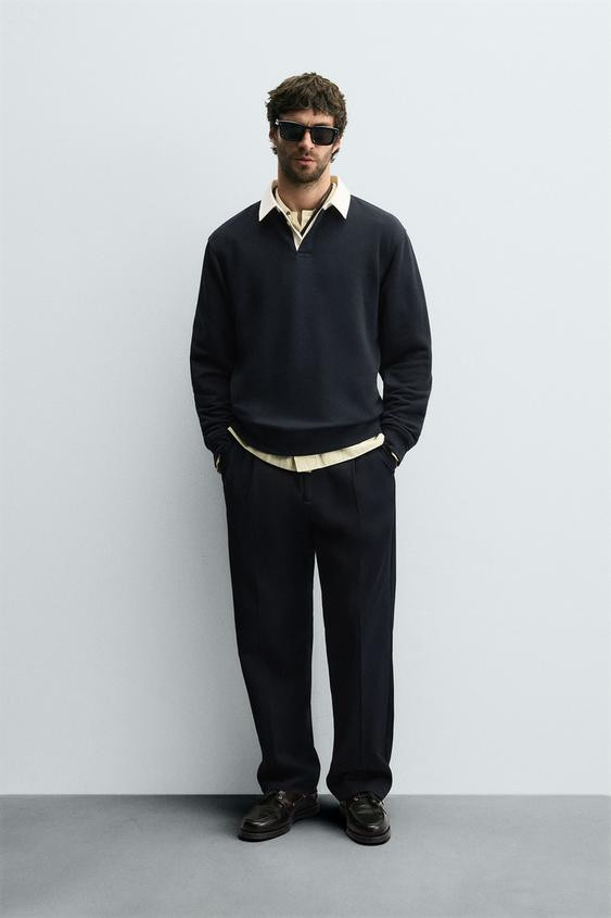 CONTRAST COLLAR POLO SWEATSHIRT | Zara US
