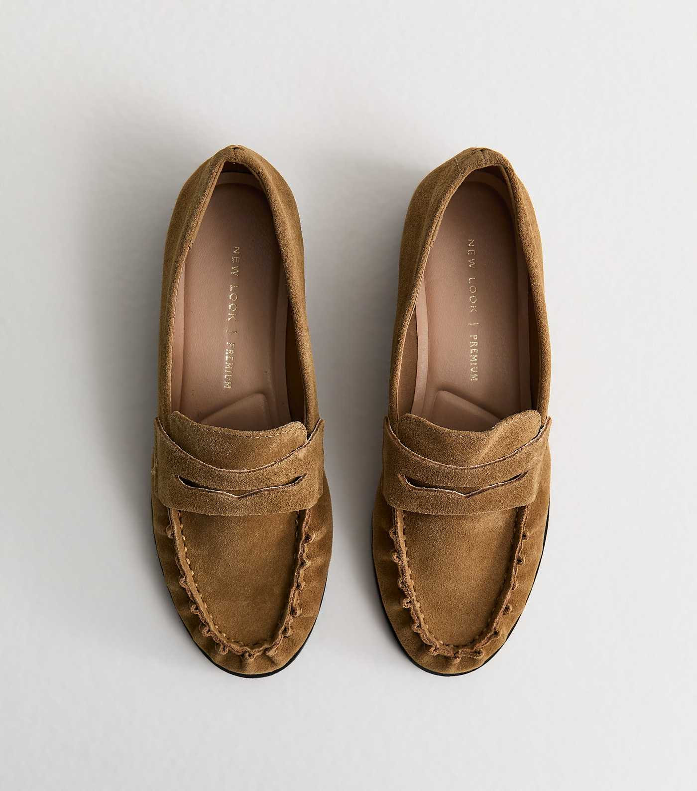 Premium Real Suede Camel Almond Toe Loafers | New Look | New Look (UK)