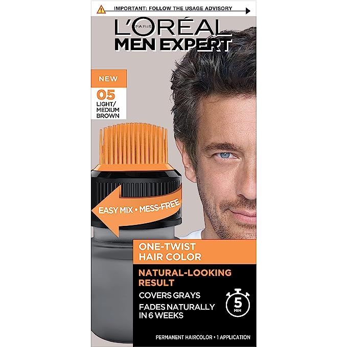 L’Oreal Paris Men Expert One Twist Mess Free Permanent Haircolor, Covers Grays, Light Medium Br... | Amazon (US)