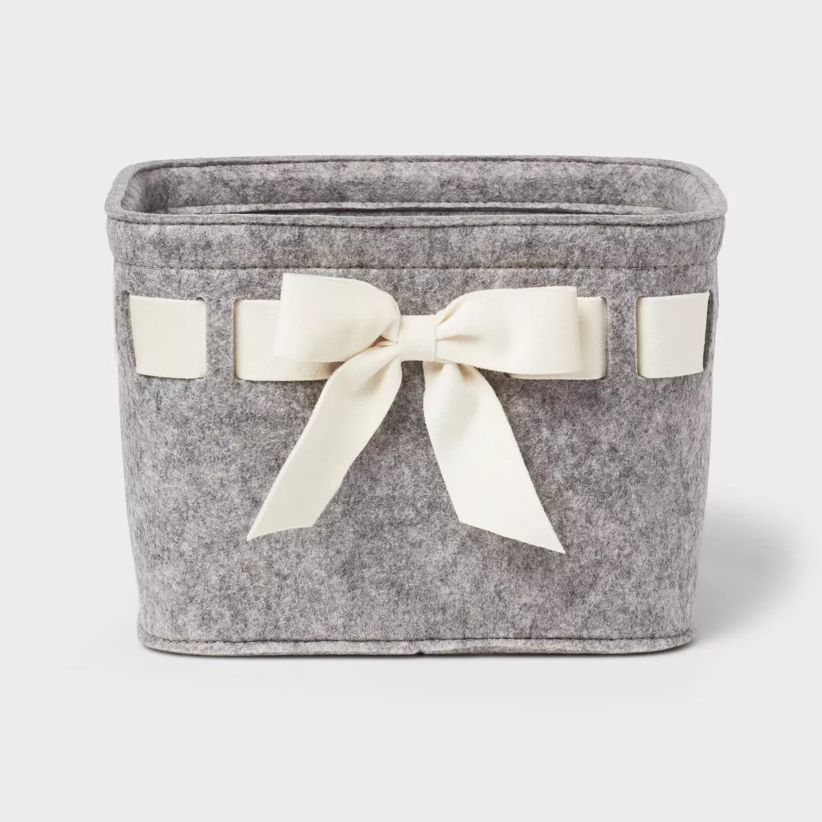 Felt Basket Light Gray with Ivory Velvet Ribbon - Threshold™ | Target