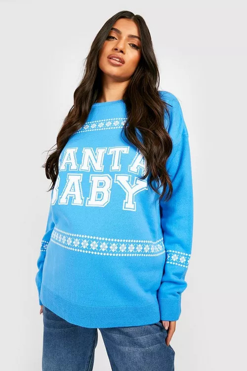 Maternity Santa Baby Christmas Sweater | Boohoo.com (US & CA)