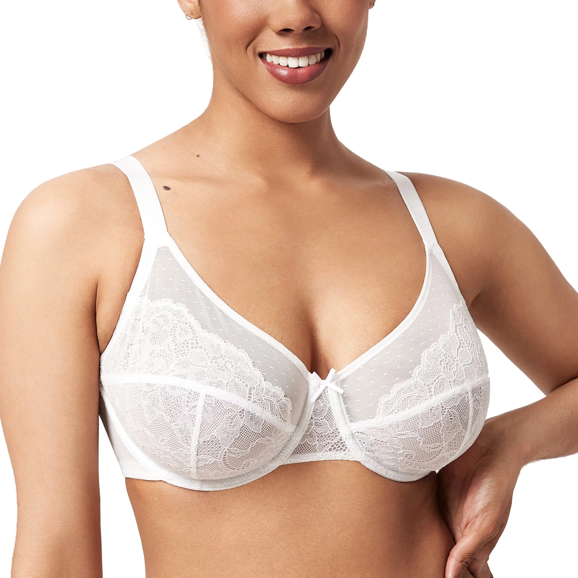 HSIA Women's Full Coverage Back Fat Underwire Unlined Bras,White,44D | Walmart (US)