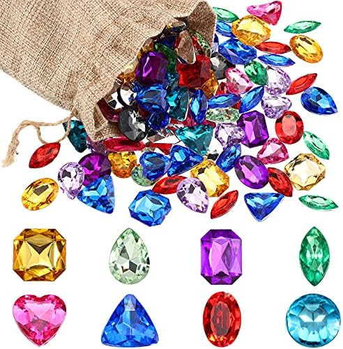 100 Pcs Pirate Jewels Gems for Kids Plastic Fake Toy Gemstones Party Decor | Multicolor Acrylic J... | Amazon (US)