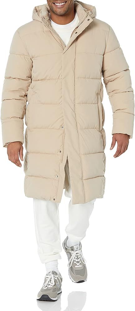 Amazon Essentials Men's Recycled Polyester Hooded Long Puffer | Amazon (US)