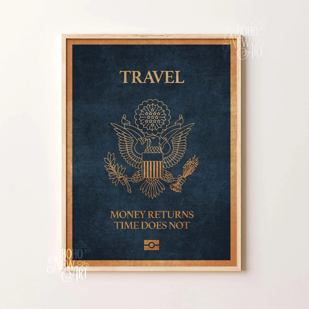 Travel Passport Wall Art Digital Prints Home Wall Decor Motivational Poster Motivation Wall Art T... | Etsy (US)