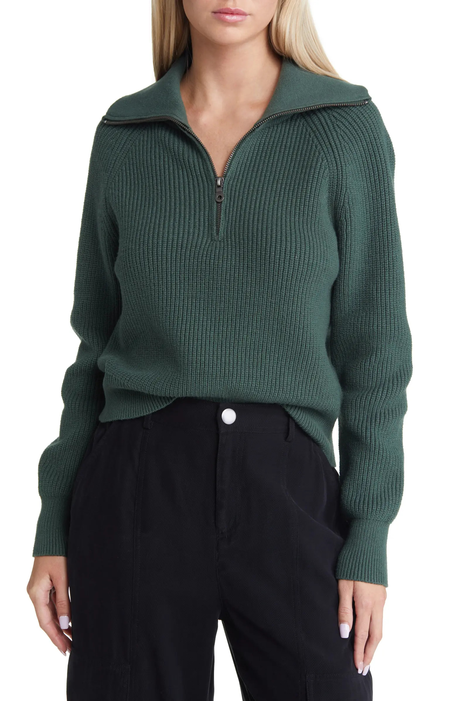 Half Zip Cotton Blend Rib Sweater | Nordstrom