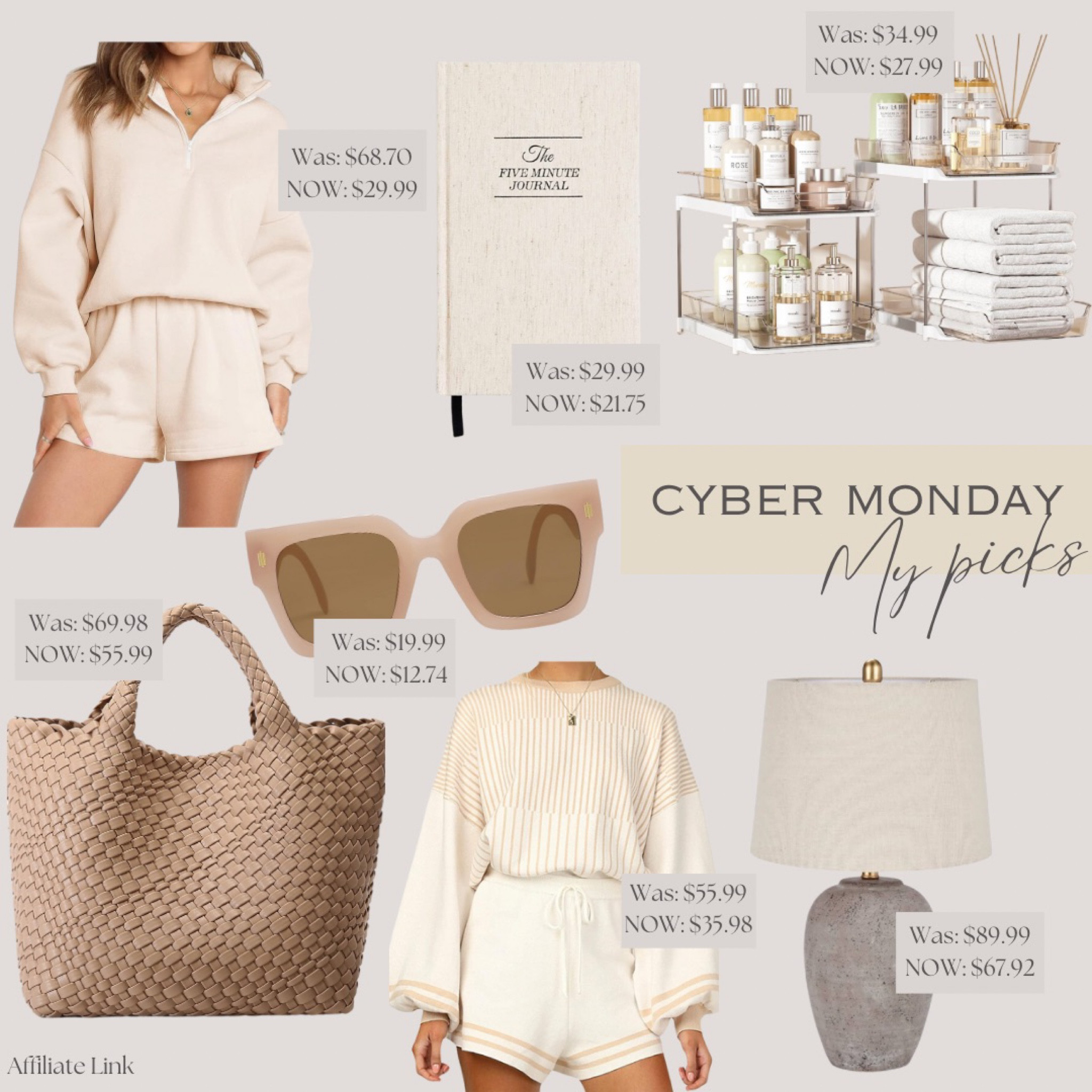 Cyber Monday Deals! 

Tote bag, matching set, table lamp, sunglasses, journal, bathroom organizer, bathroom storage, Amazon, Amazon deals 

#LTKGiftGuide #LTKCyberWeek #LTKsalealert