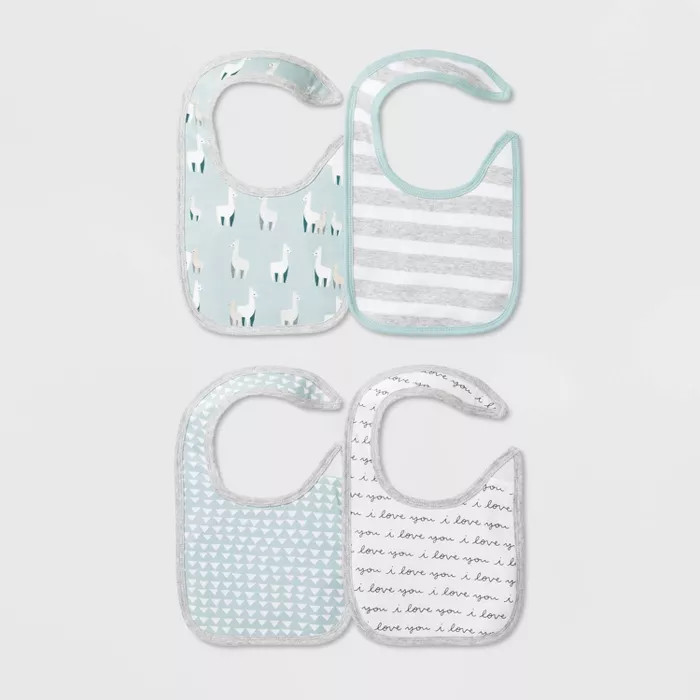 Baby 4pk Llama Love Bibs - Cloud Island™ | Target