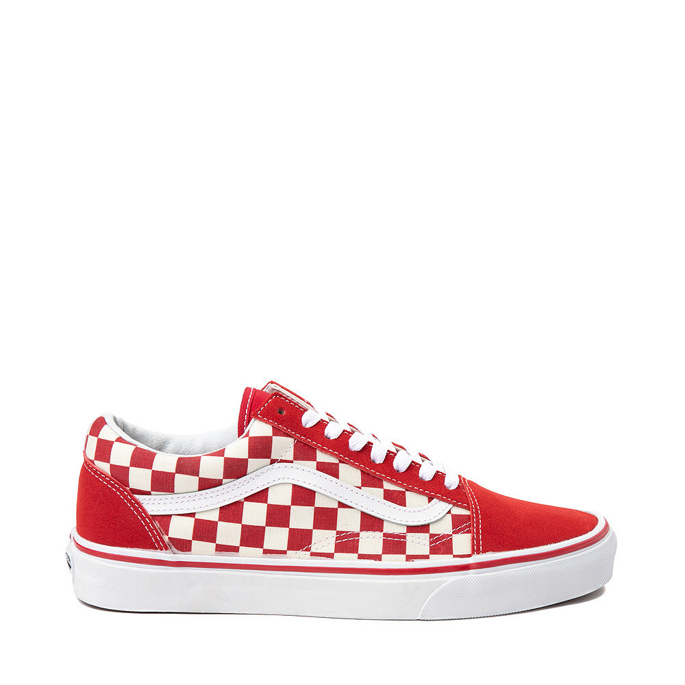 Vans Old Skool Checkerboard Skate Shoe - Red / White | Journeys