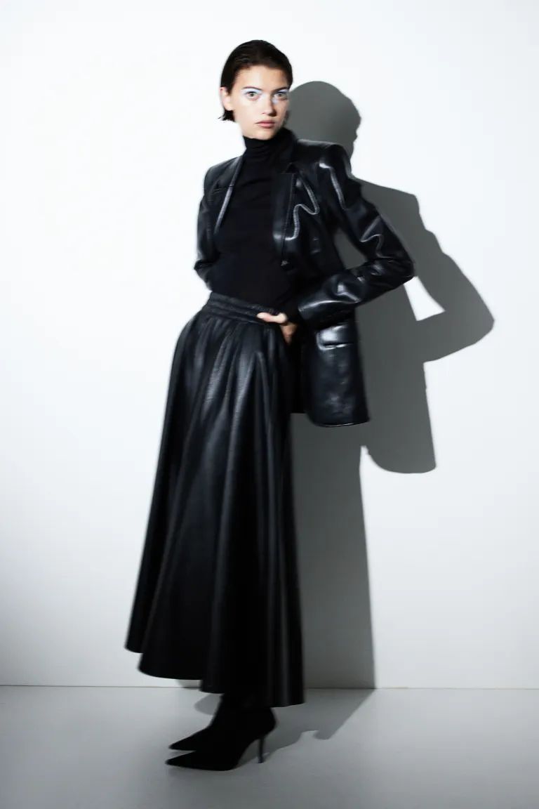 Coated A-line Skirt - Black - Ladies | H&M US | H&M (US + CA)