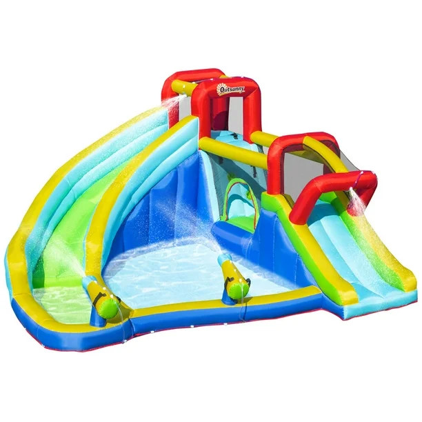 Outsunny 5-in-1 Inflatable Water Slide Kids Bounce House Water Park Jumping Castle Includes Tramp... | Walmart (US)