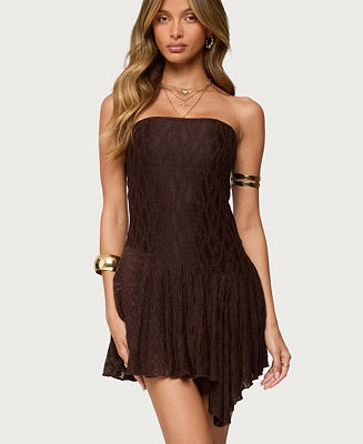 Women's Elaia Asymmetric Strapless Lace Mini Dress | Macy's