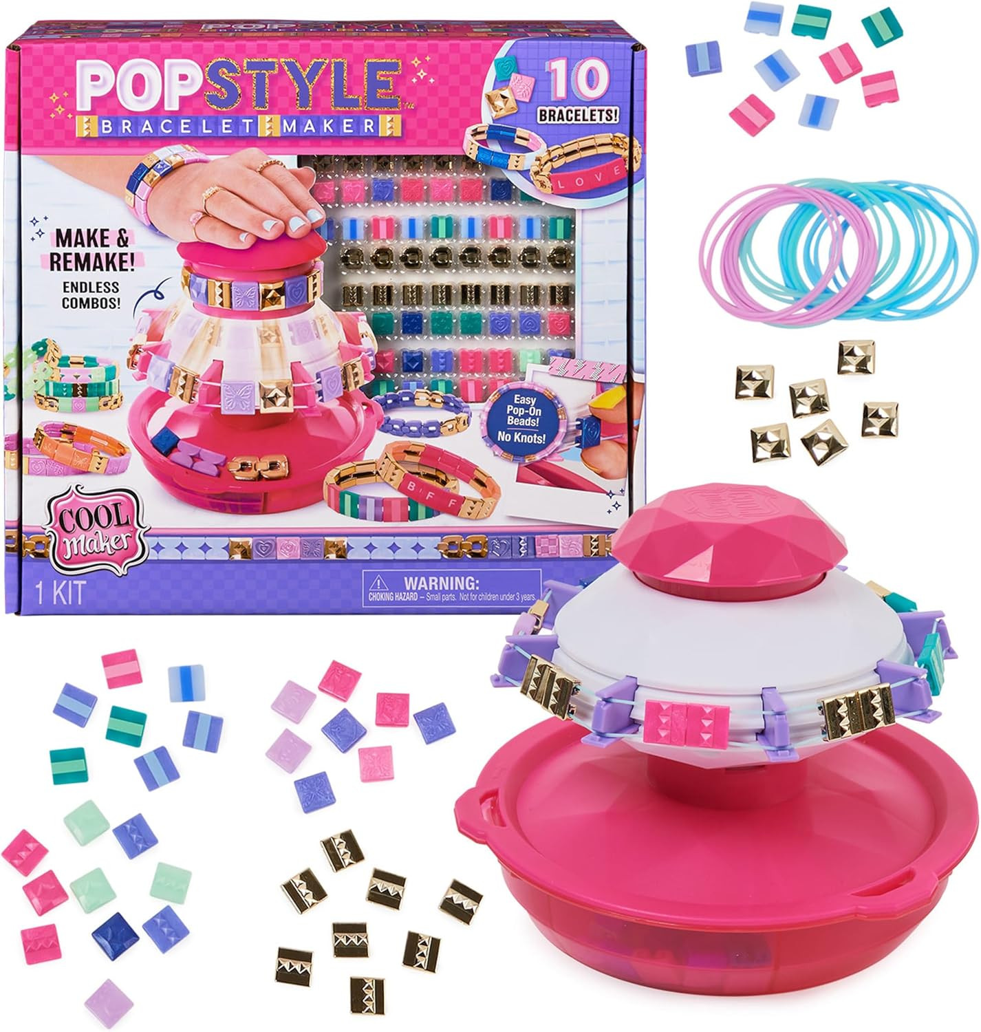 Cool Maker PopStyle Bracelet Maker, 170 Beads, Make & Remake 10 Bracelets, Friendship Bracelet Ma... | Amazon (US)