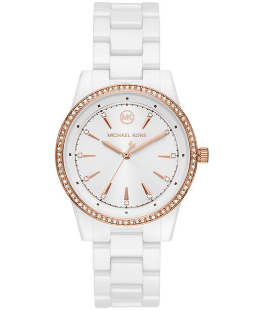 Michael Kors Ritz Three-Hand White Ceramic Watch & Reviews - Watches - Jewelry & Watches - Macy's | Macys (US)