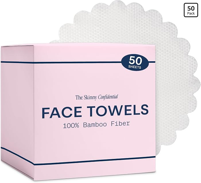 The Skinny Confidential Disposable Face Towels, 50 Count - Silky Soft Gentle Facial Towels - Thic... | Amazon (US)