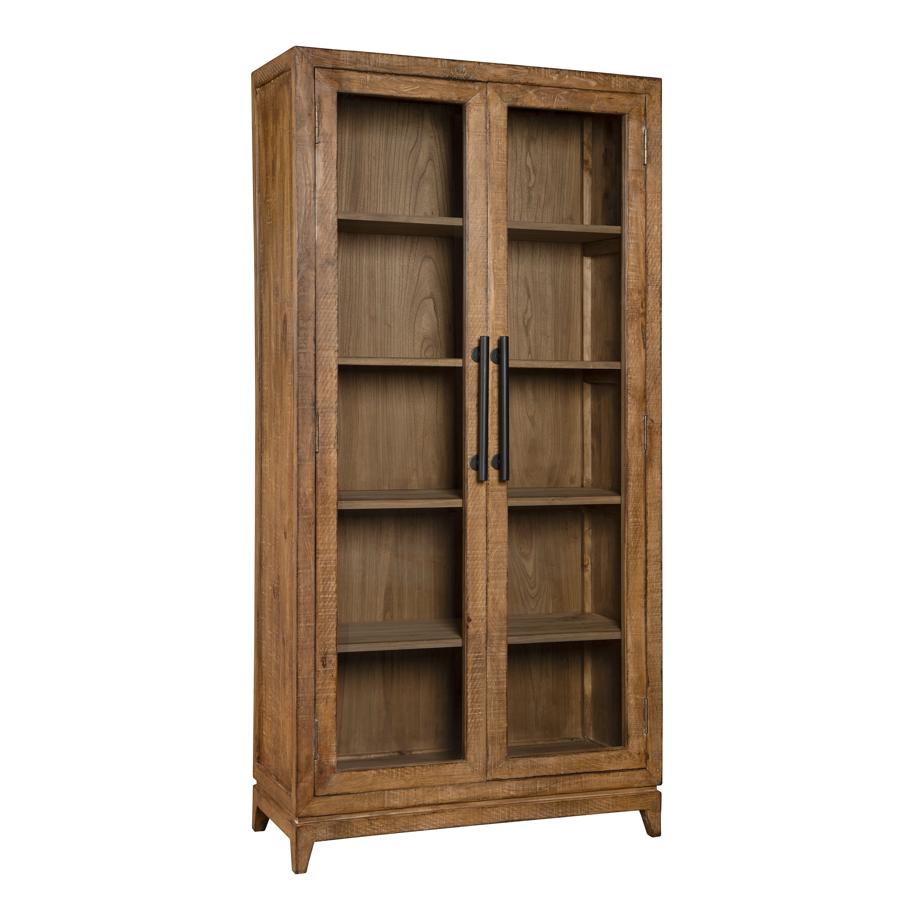 Britton Tall Reclaimed Pine Wood And Glass Display Cabinet | World Market