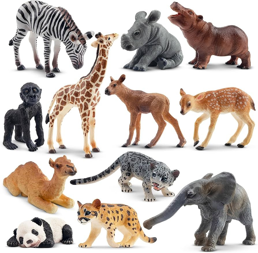Toymany 12PCS Forest Animals Baby Figurines, Realistic Woodland Animals Figures Toys Includes Ele... | Amazon (US)