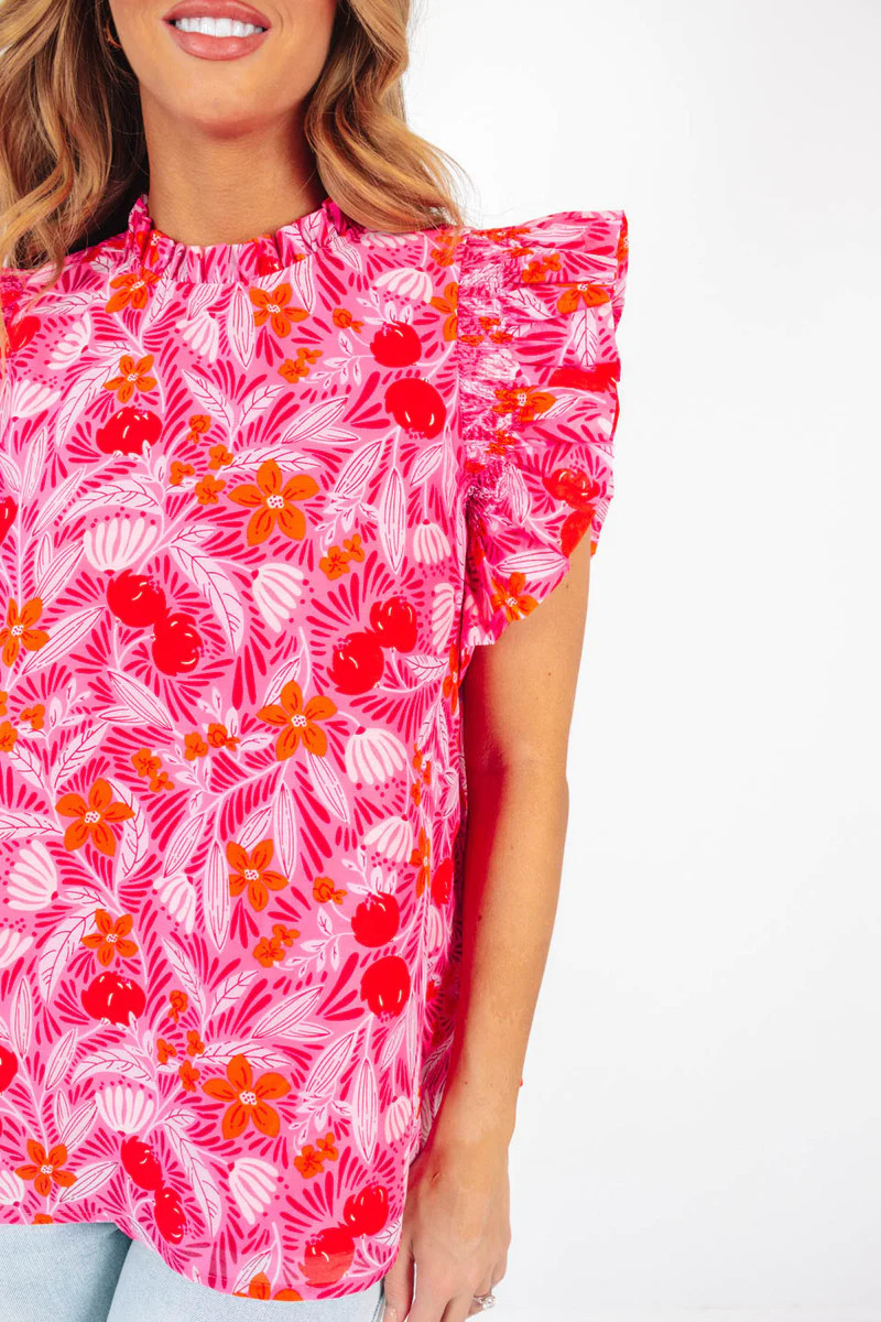 The Ruby Ruffle Sleeve Top - Pink | The Impeccable Pig
