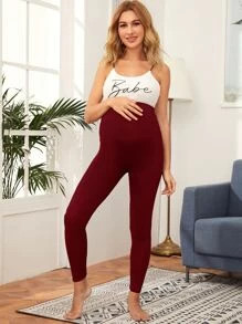 SHEIN Maternity Solid Wide Waistband Leggings | SHEIN