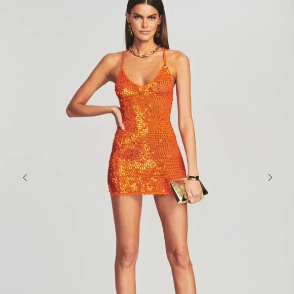 Retrofete Elliana Sequin CrochetDress, Orange | Poshmark