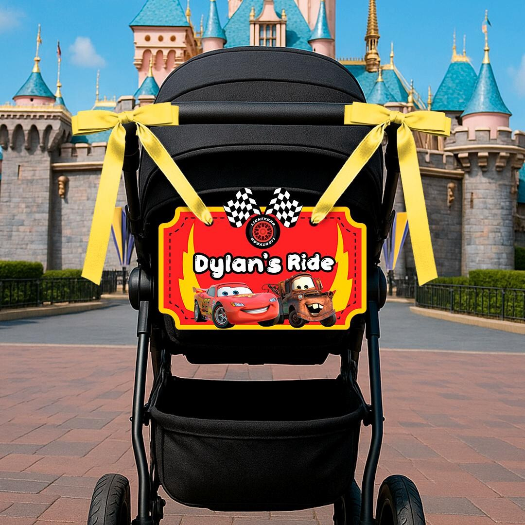 Disney Cars Themed Stroller Tag, Lightning McQueen and Tow Mater Themed Wheelchair Tag, Wheelchai... | Etsy (US)