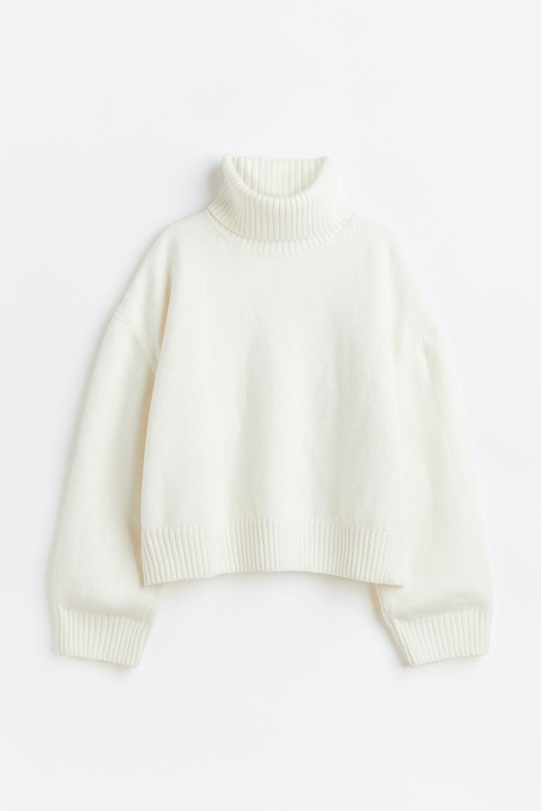 Oversized polo-neck jumper - Natural white - Ladies | H&M | H&M (UK, MY, IN, SG, PH, TW, HK)