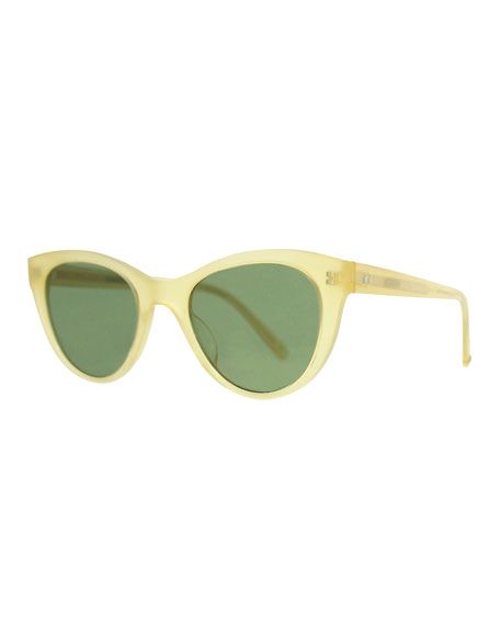 x Claire Vivier Cat-Eye Transparent Acetate Sunglasses, Toffee Green | Neiman Marcus