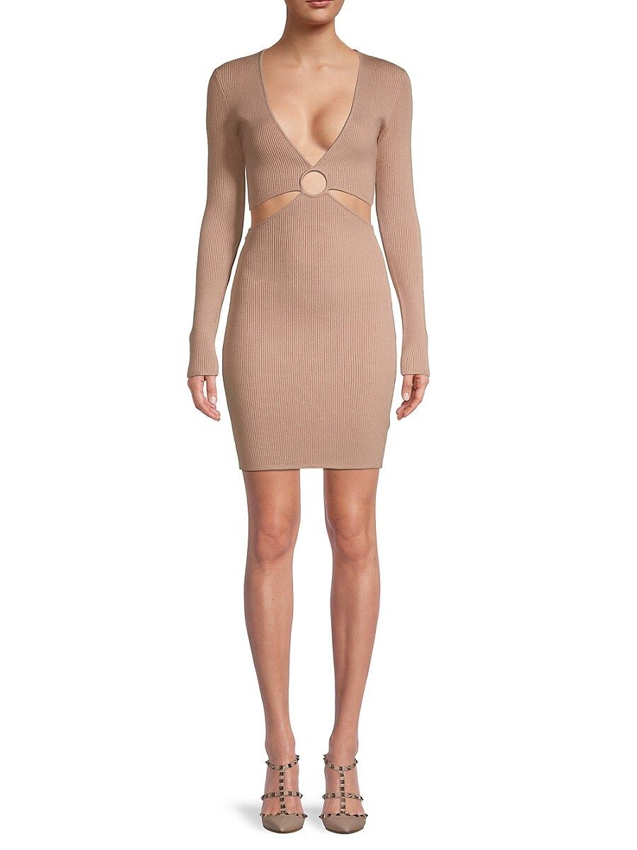 Bebe Women's Ribbed Knit Ring Cutout Bodycon Dress - Taupe - Size L | Saks Fifth Avenue OFF 5TH