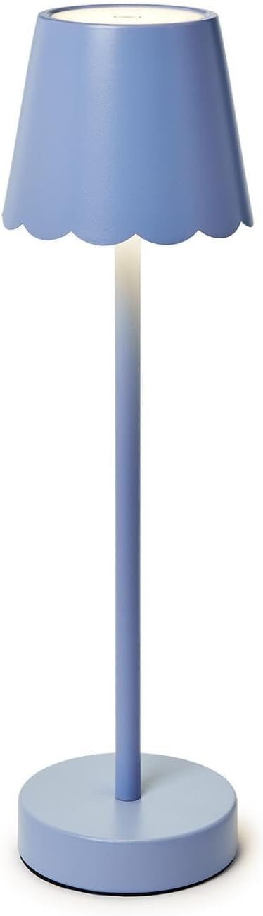 Two's Company Scalloped Edge Shade LED Cordless Table Lamp, 14-Inch, Blue | Amazon (US)