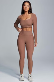 Penny Ribbed Leggings - Mocha | MESHKI US