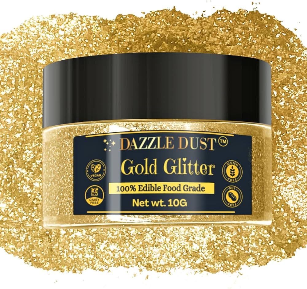 (BULK–10g) Gold Edible Glitter For Drinks, Gold Sprinkles For Cake Decorating, Cocktails, Gold ... | Amazon (US)