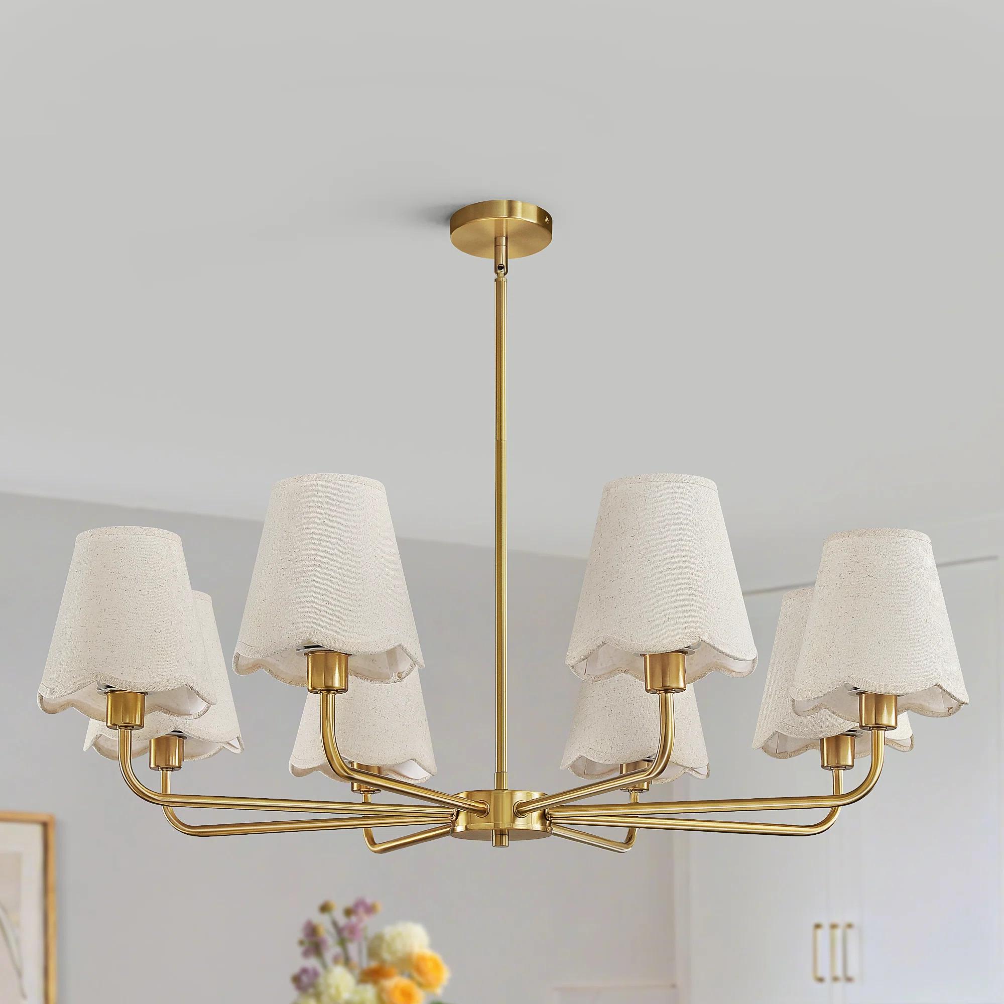 8-Light Modern Dimmable Chandelier With Fabric Shades | Wayfair North America