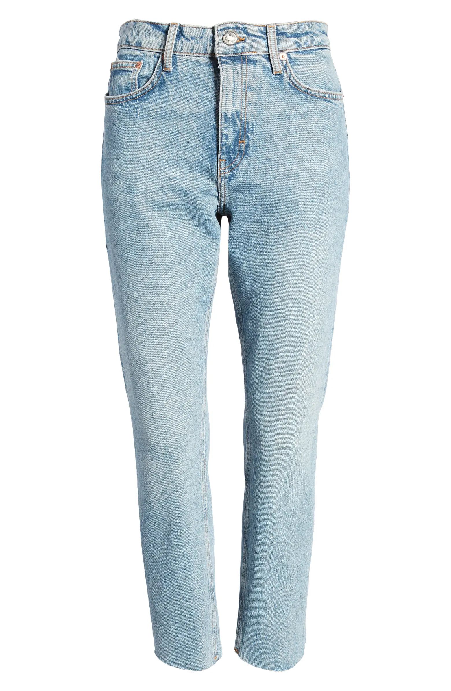 High Waist Raw Hem Straight Leg Jeans | Nordstrom