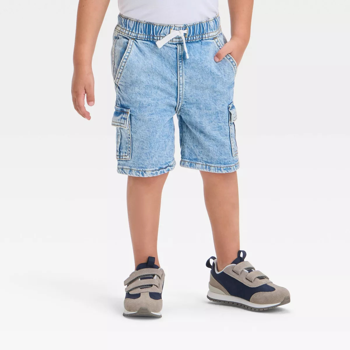 Toddler Boys' Pull-On Denim Cargo Shorts - Cat & Jack™ Light Wash | Target