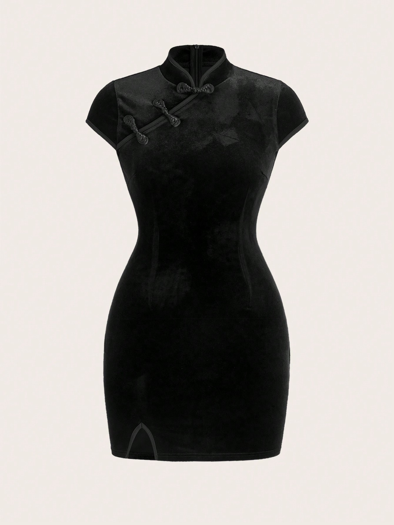 SHEIN EZwear Cheongsam Style Velvet Dress | SHEIN USA | SHEIN